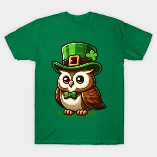 Lucky Owl - St Patrick's Day Owl With Hat - Cute Owl Saint Patrick's Day T-Shirt